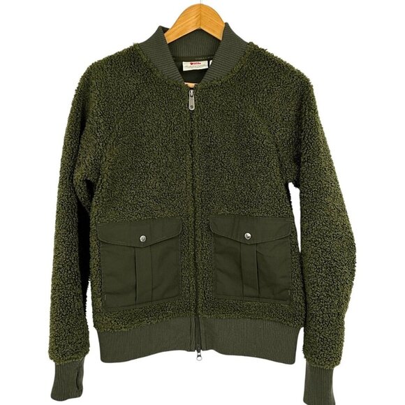Fjallraven Greenland Pile Fleece Jacket Size S Deep Forest Green Full Zip Womens - Picture 1 of 13